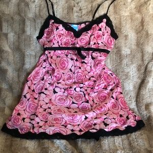 1)1996 VINTAGE NICK&NORA ROSES CHEMISE, 100% SILK, SZXXL, BEYOND EUC, SO ELEGANT